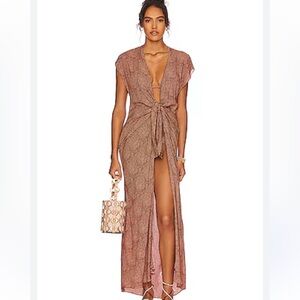 NWT Vix Swimwear Sasha Long Cover Up Dress in Granit | Size M